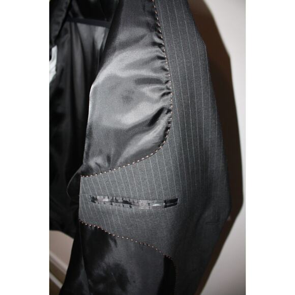 Haggar Men's Blazer Suit Jacket Black & Stripped Size 46L Classic Fit - Picture 9 of 11